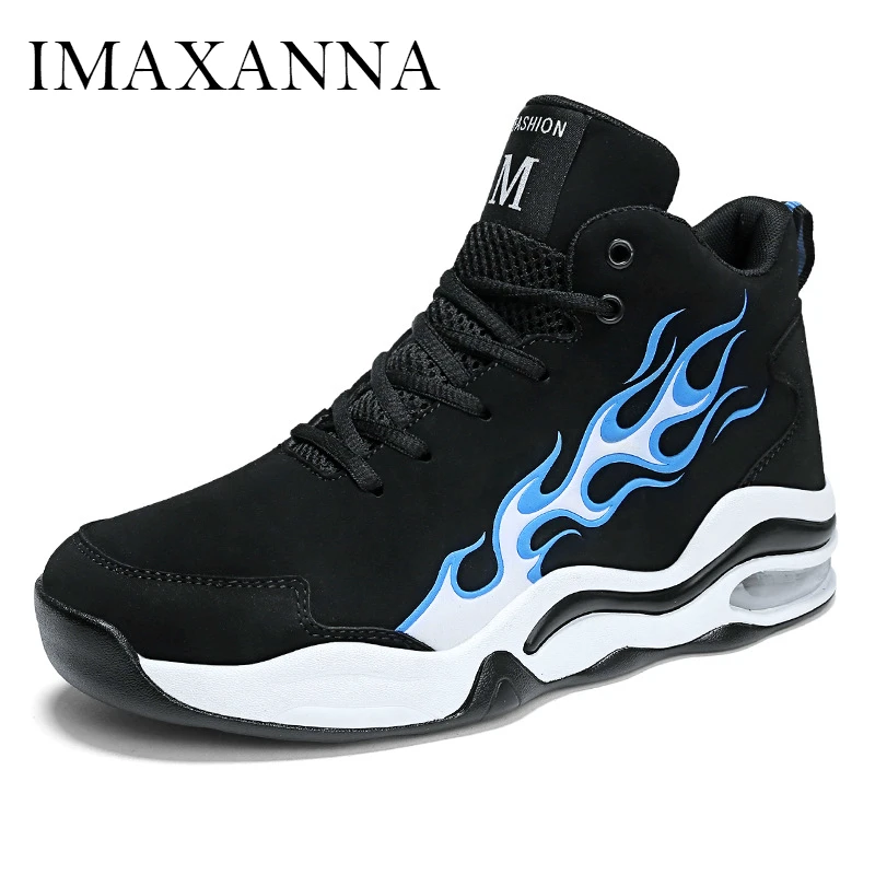 

IMAXANNA New Basketball Shoes Men Autumn Fashion Lace Up Outdoor Sneaker Shoe Man Air Cushion Breathable Sport Shoe Training Men