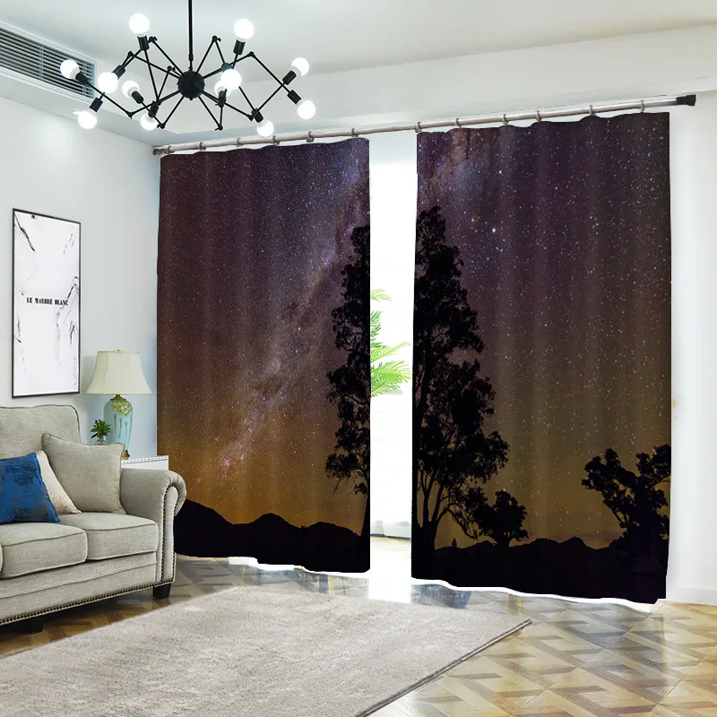 

view 1set Digital print blackout curtains for window treatment blinds finished drapes window curtains Living room bedroom CU221