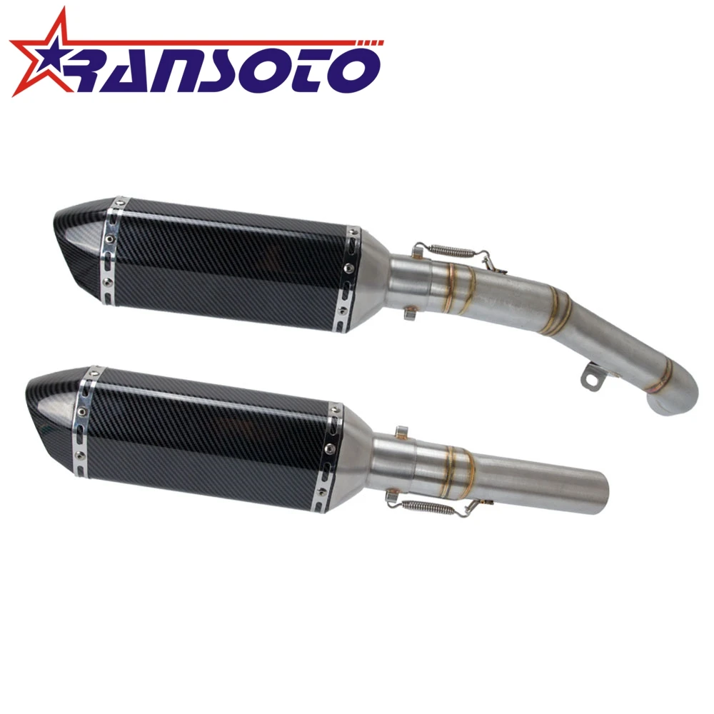 

RANSOTO Motorcycle Exhaust System Slip On Middle Pipe For KAWASAKI Z1000 2007 2008 2009 Slip-On with Exhaust Muffler