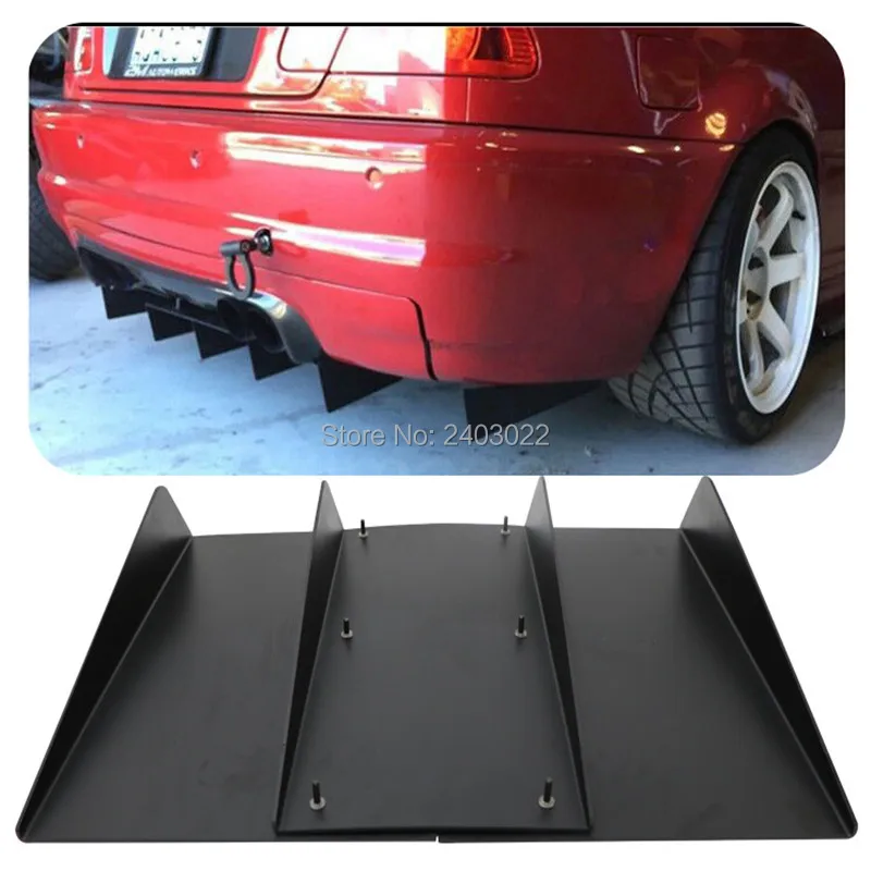 Para Acura Universal coche parachoques trasero negro ABS 4 aletas aleta de tiburón estilo difusor aleta coche parachoques trasero Spoiler divisor parte Exterior