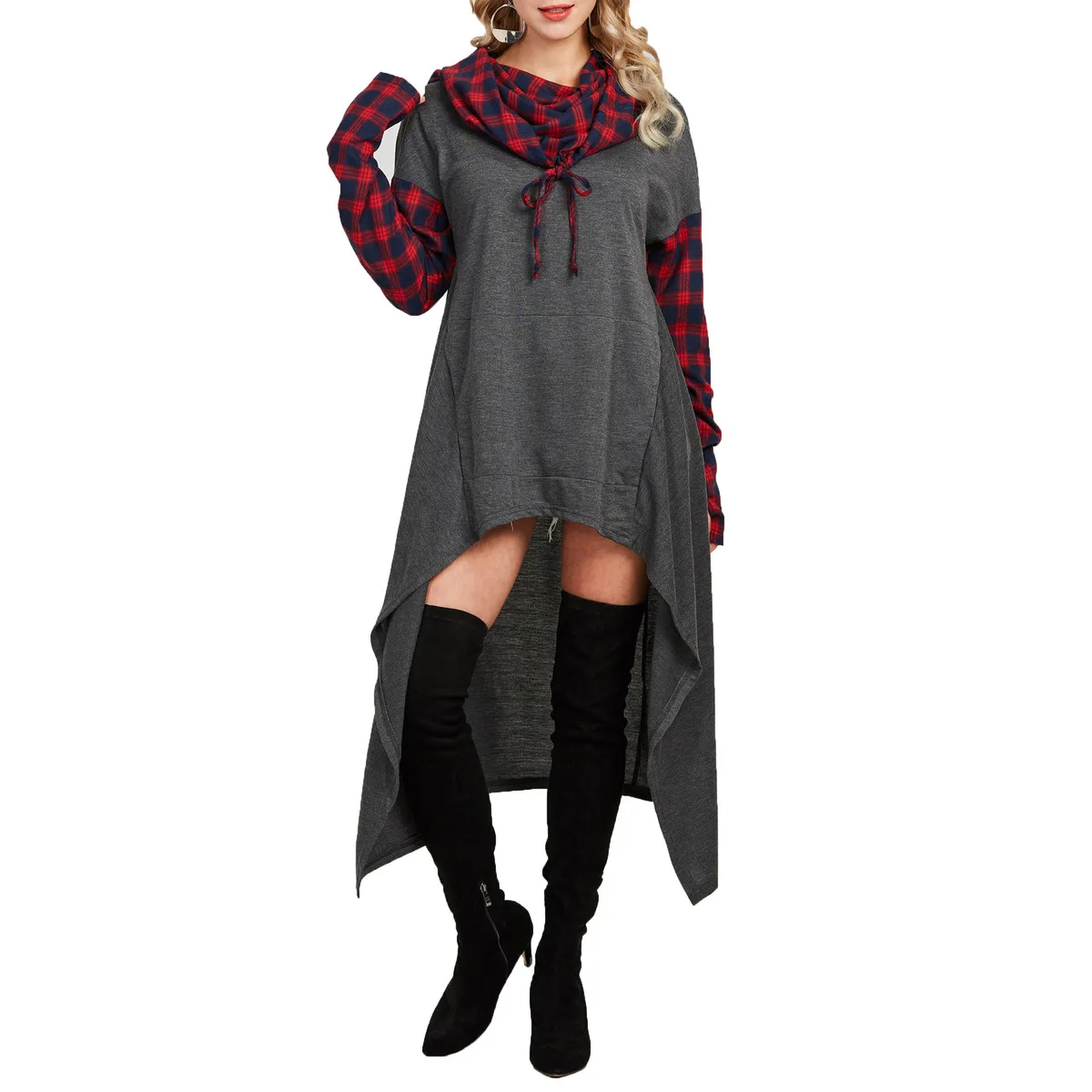 

2018 Fashion Hoodies Poncho For Women Patchwork Color Draw Cord Coat Long Sleeve Poncho Femme Loose Casual Poncho Hoodies
