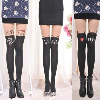 

Cute Cartoon animal Collant Femme Cat Pattern Print Spring&AutumnBase Socks