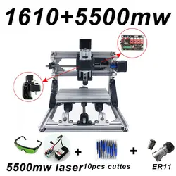 CNC1610 лазерной гравировки ER11 500 mw 1500 mw 5500 mw голову древесины маршрутизатор PCB фрезерный станок резьба по дереву машина DIY GRBL