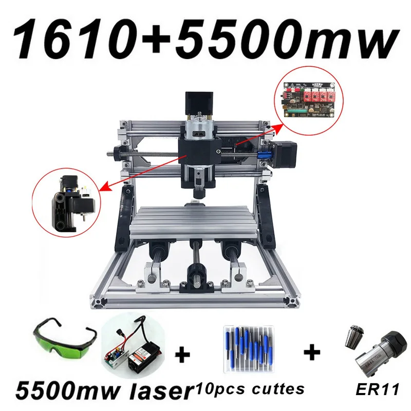 

CNC1610 Laser Engraving Machine ER11 500mw 1500mw 5500mw Head Wood Router PCB Milling Machine Wood Carving Machine DIY GRBL