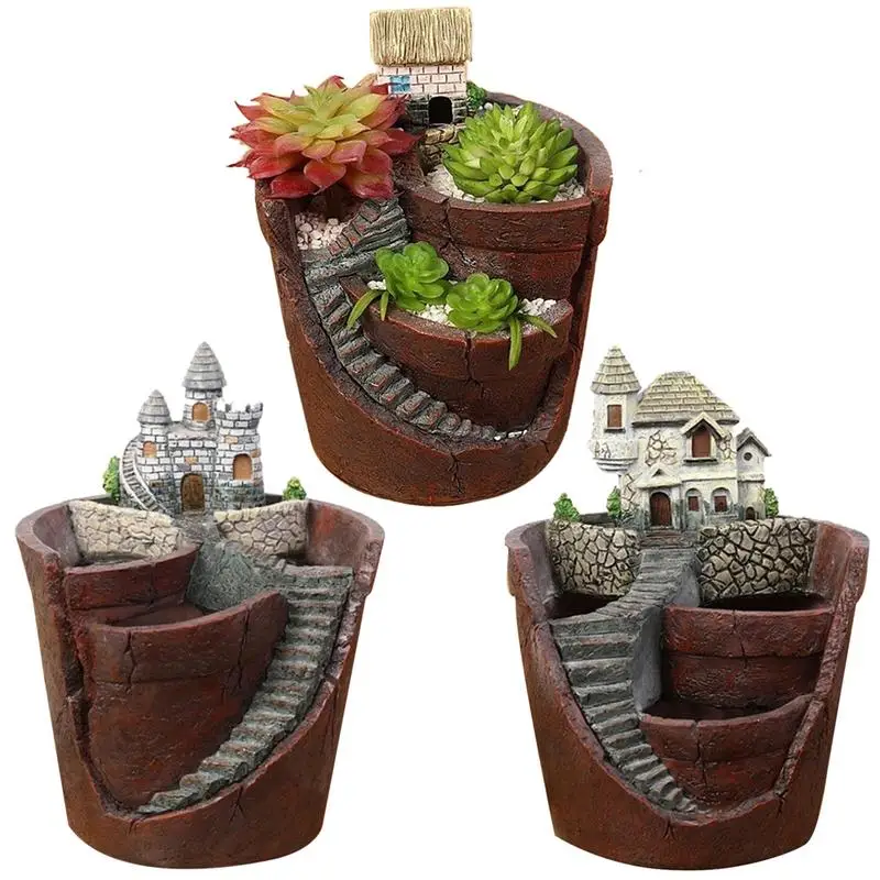 

1Pcs Creative DIY Resin Flower Pot For Succulent Plants Flowerpot Micro-landscape Pot Landscape Garden Decoration Pot Culture
