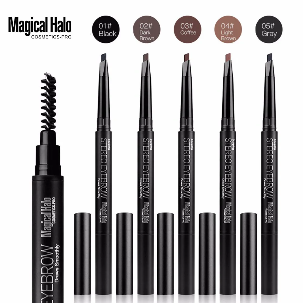 

Eyebrow Waterproof Five-Color Double Brush Automatic Eyebrow Pencil Triangle Eyebrow Pencil Eye Brow Tint Cosmetics Natural
