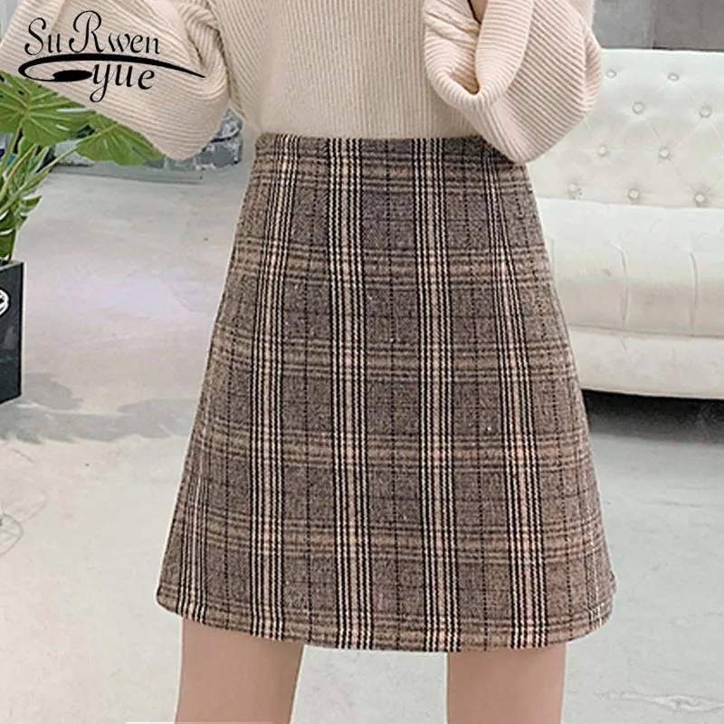 Модная высокая Талия Женская юбка для женщин осенью и зимой 2018 новый стиль А-силуэта клетчатая короткая юбка мини-юбки женские 1919 50