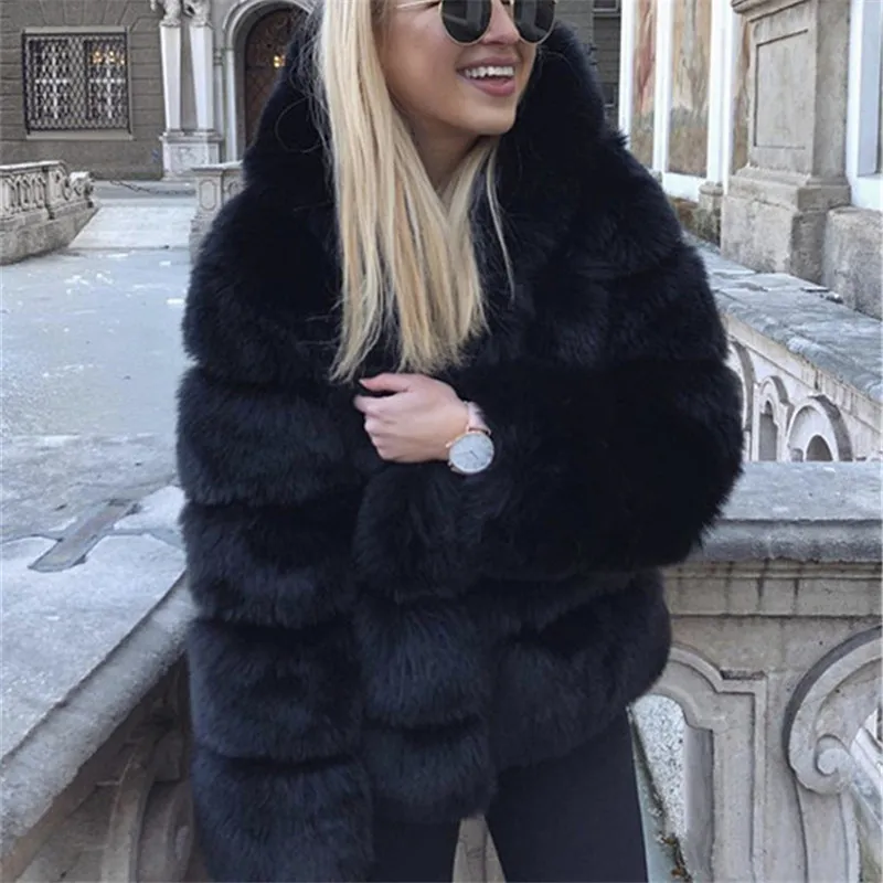 Женское зимнее пальто из искусственного меха 4XL куртка лисьего женская теплая