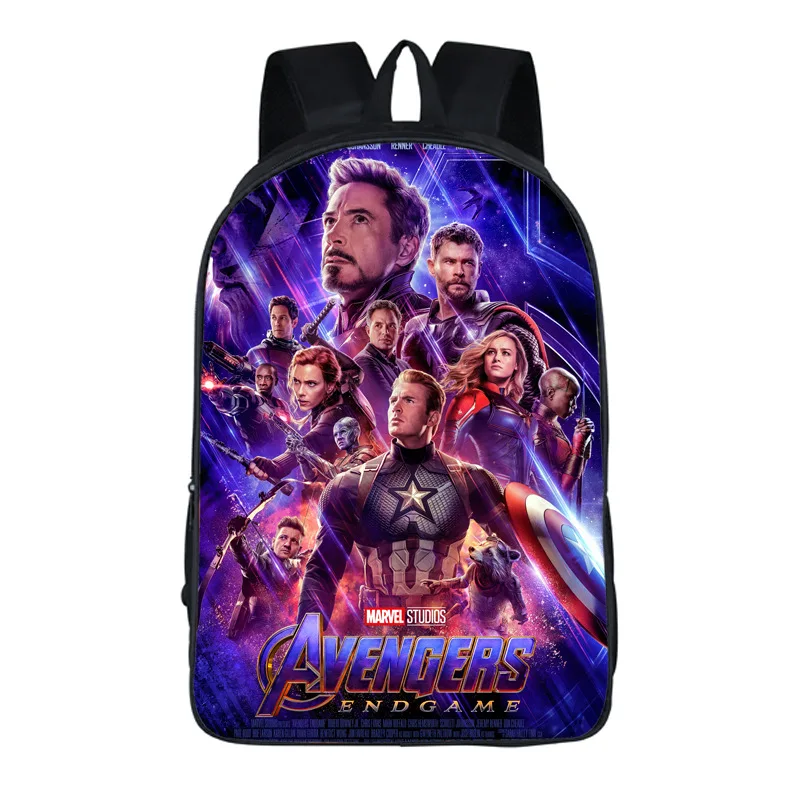 

2019 Marvel Avengers 4 Endgame Figure Backpack Kids School Bags Iron man Captain America Printed Bags Boys Girls Gift Toys