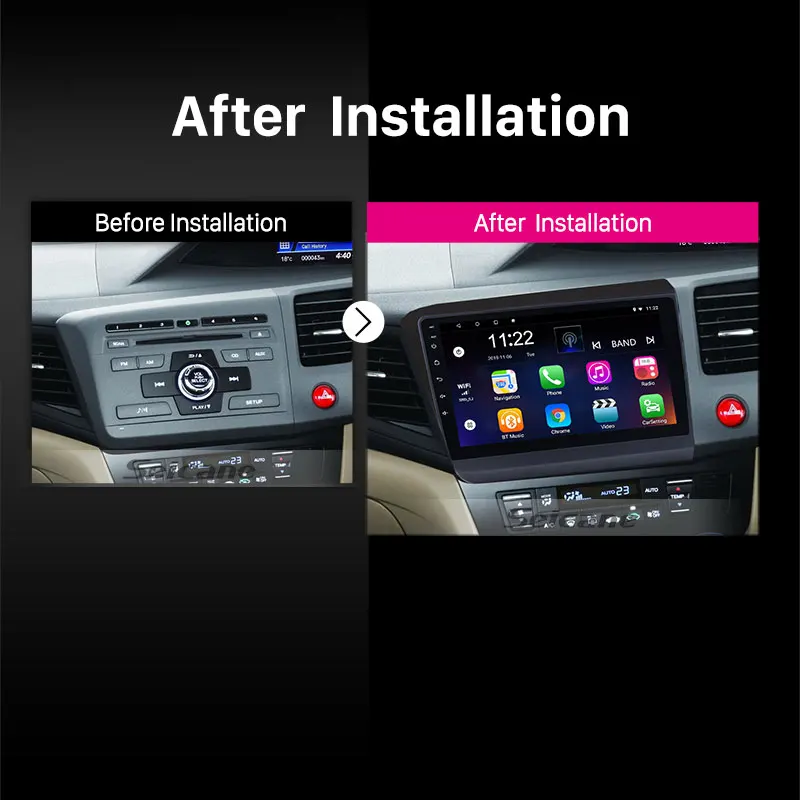 Best Seicane 9 Inch Android 7.1/8.1 Quad-core Car Radio for 2012 HONDA CIVIC Right Hand Drive GPS Navigation Unit Player TV tuner DVR 5