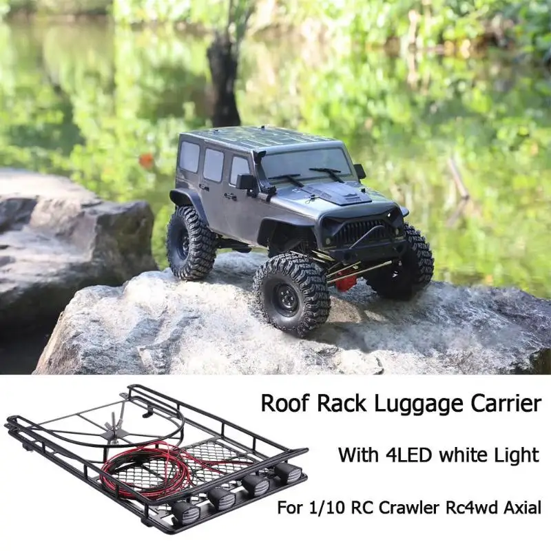

Roof Rack Luggage Carrier with 4LED Light for 1/10 RC Crawler for D90 for Axial for Scx10 RC Cars Accessories RC Toy Lovers Gift