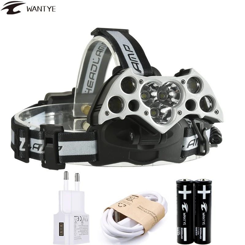 

20000Lm Headlight USB LED Headlamp 7 XML T6+2Red light Head Flashlight 18650 Rechargeable Fishing Camping Hunting Lantern