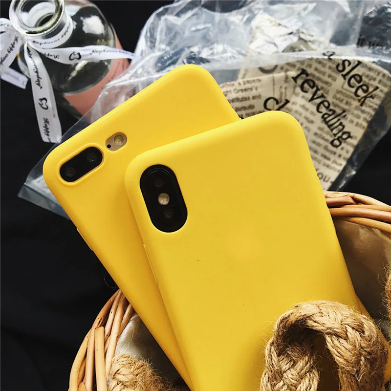 Lovebay Lemon Yellow Color Fashion Phone Cases For Iphone XS Max XR X 5 5S SE 6 6S 7 8 Plus Soft Back Cover For iphone 7 Case