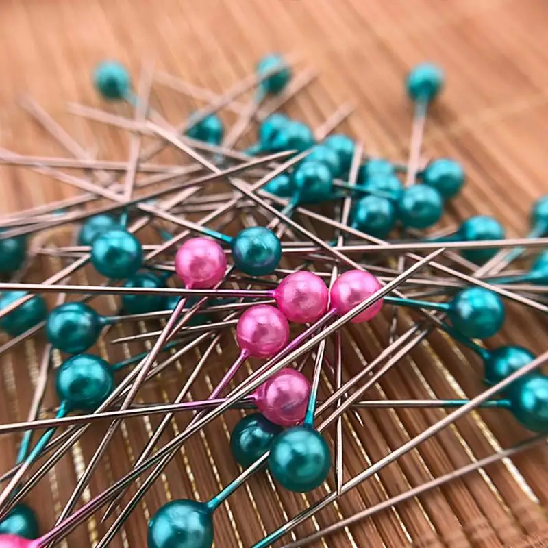 

100pcs 36mm Sewing Head Pin Round Pearl Straight Pins Stainless Steel +PVC Multicolor Craft Pins Needle Sewing Pins Tools #1026