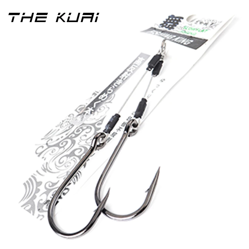 

THEKUAI 100/120/150Lbs Metal Jig Double Hook High Carbon Steel 5/0#-12/0# Assist Hooks With Line Fishing Hook