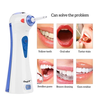 

Electric Rechargeable Portable Oral Water Jet Pick Cleaning Irrigator Denture Dental Water Tank 3 Mode Tooth Cleaner with 2 Tips