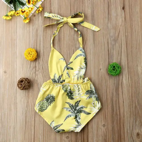 

PUDCOCO Newborn Kids Baby Girls Floral Clothes Halter Romper Holiday 1PC Outfit Sunsuit
