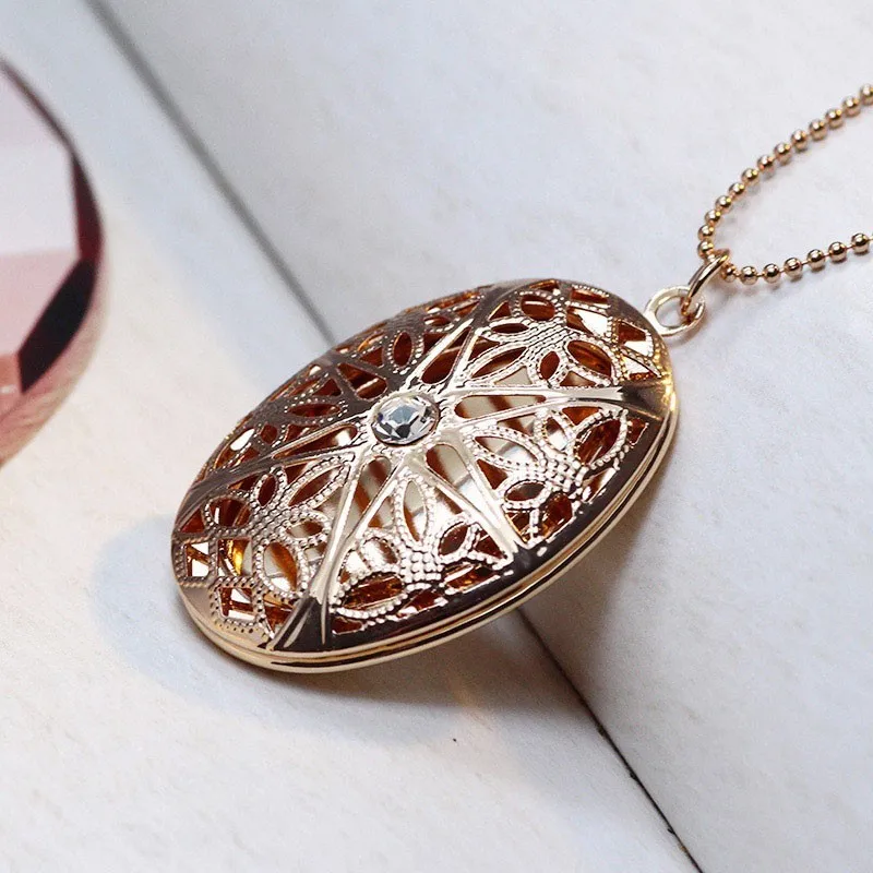 New Floating Charm Open Locket Pendant Necklace Hollow oval crystal Photo Jewelry Necklaces &amp Pendants YT66N | Украшения и