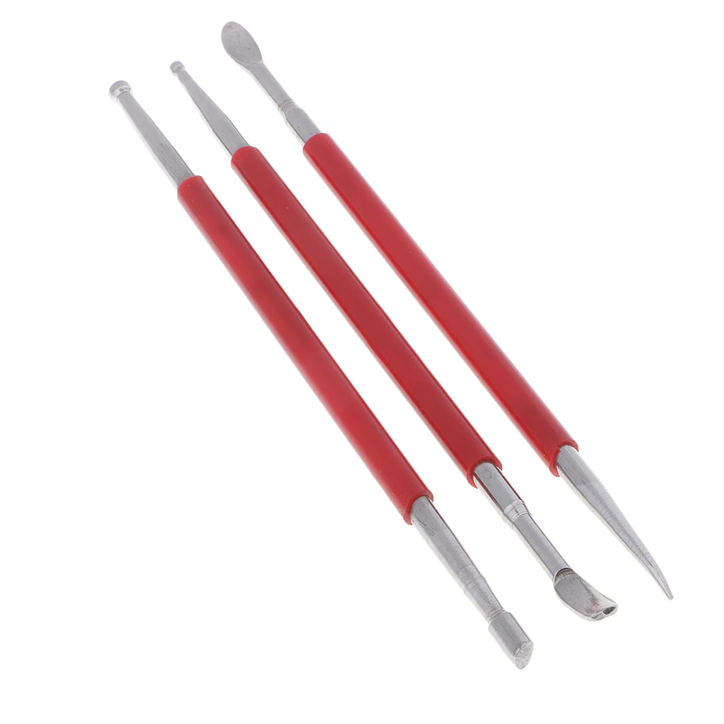 3 Pieces Set Stainless Steel Polymer Clay Dotting Sculpting Modeling