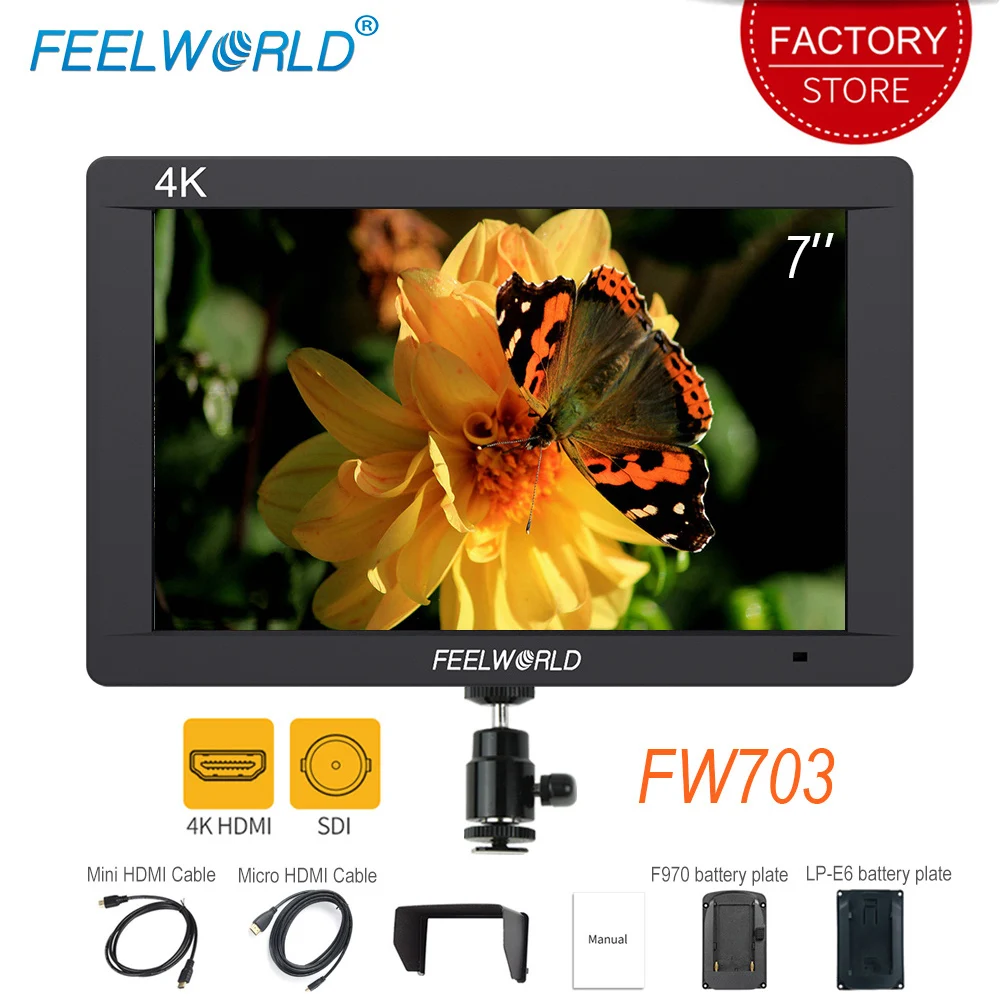 Feelworld FW703 7 cal SDI HDMI Full HD 1920×1200 LCD IPS 4 K monitor zewnętrzny przenośny na kamery monitor DSLR dla Nikon SONY