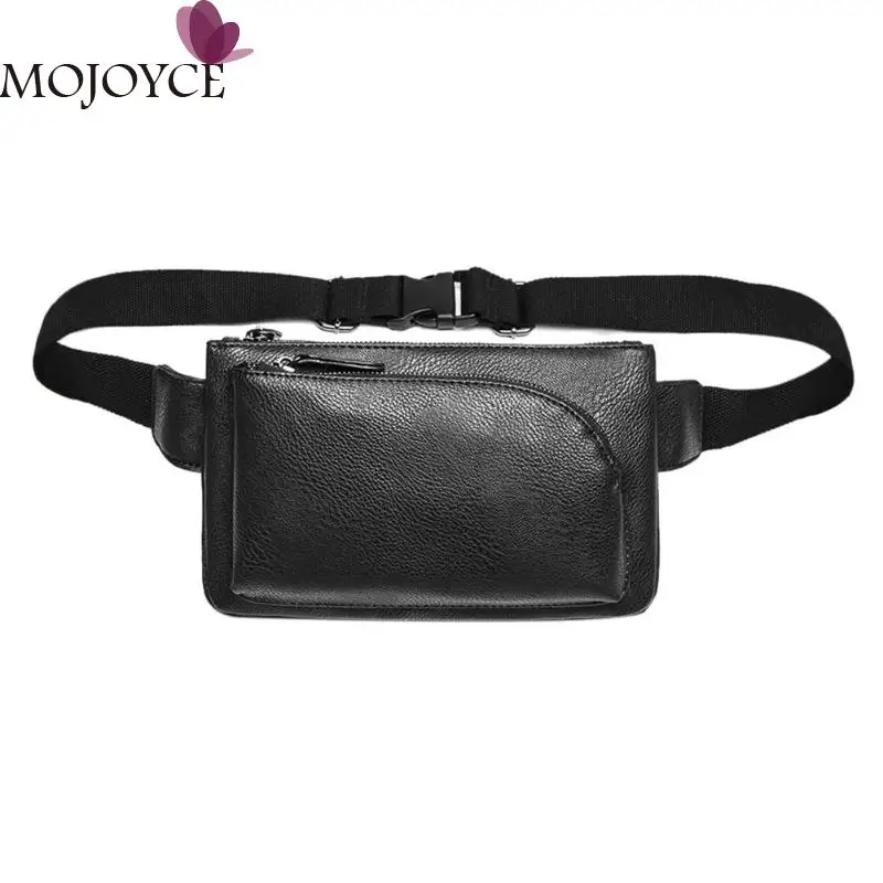 

Male Retro Simple Black Vintage Sports Waist Fanny Belt Packs Men Fashion Solid Zipper PU Leather Crossbody Chest Shoulder Bags