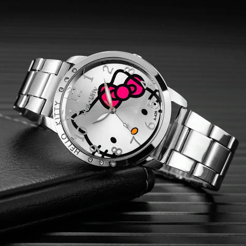  New Brand Hello Kitty Cartoon Watches Women Children Dress Quartz Wristwatch Kids Hellokitty Watches Girls Montre Enfant
