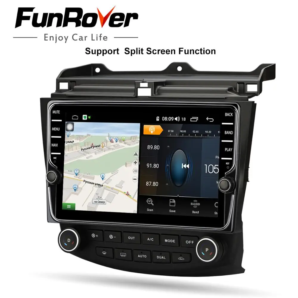 Funrover octa 8 core 2din автомобильный мультимедийный dvd-плеер android 9,0 для Honda Accord 7 2003-2007 SIM радио gps навигация стерео DSP