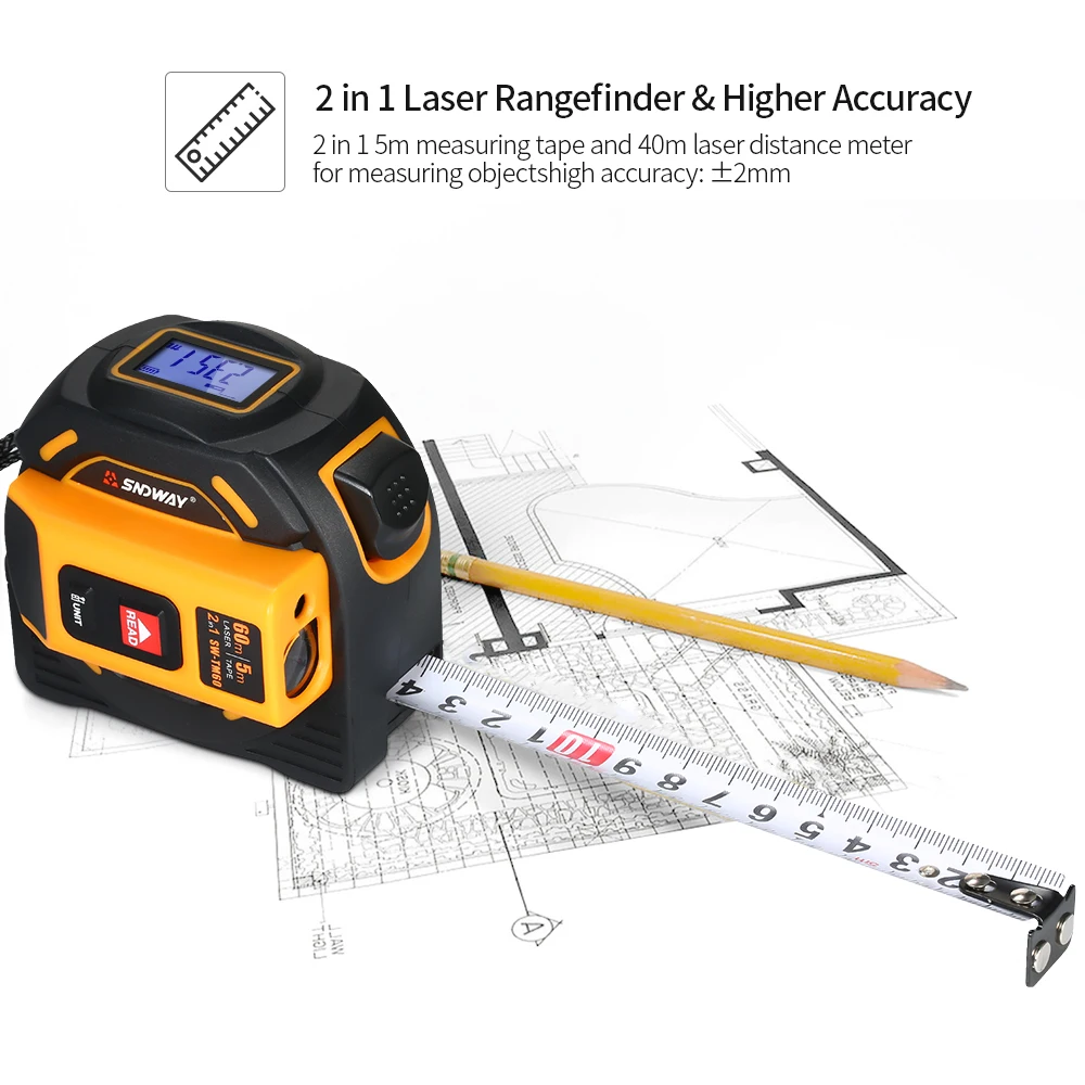 SNDWAY 5 м SW-TM60 SW-TM40 цифровой лазерный дальномер ручной инфракрасный дальномер Измерительная Лента лазерная линейка