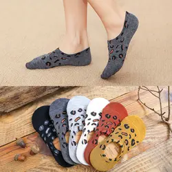 Новые летние женские нескользящие хлопковые модные популярные повседневные короткие дышащие носки 1 пара леопардовые короткие носки для