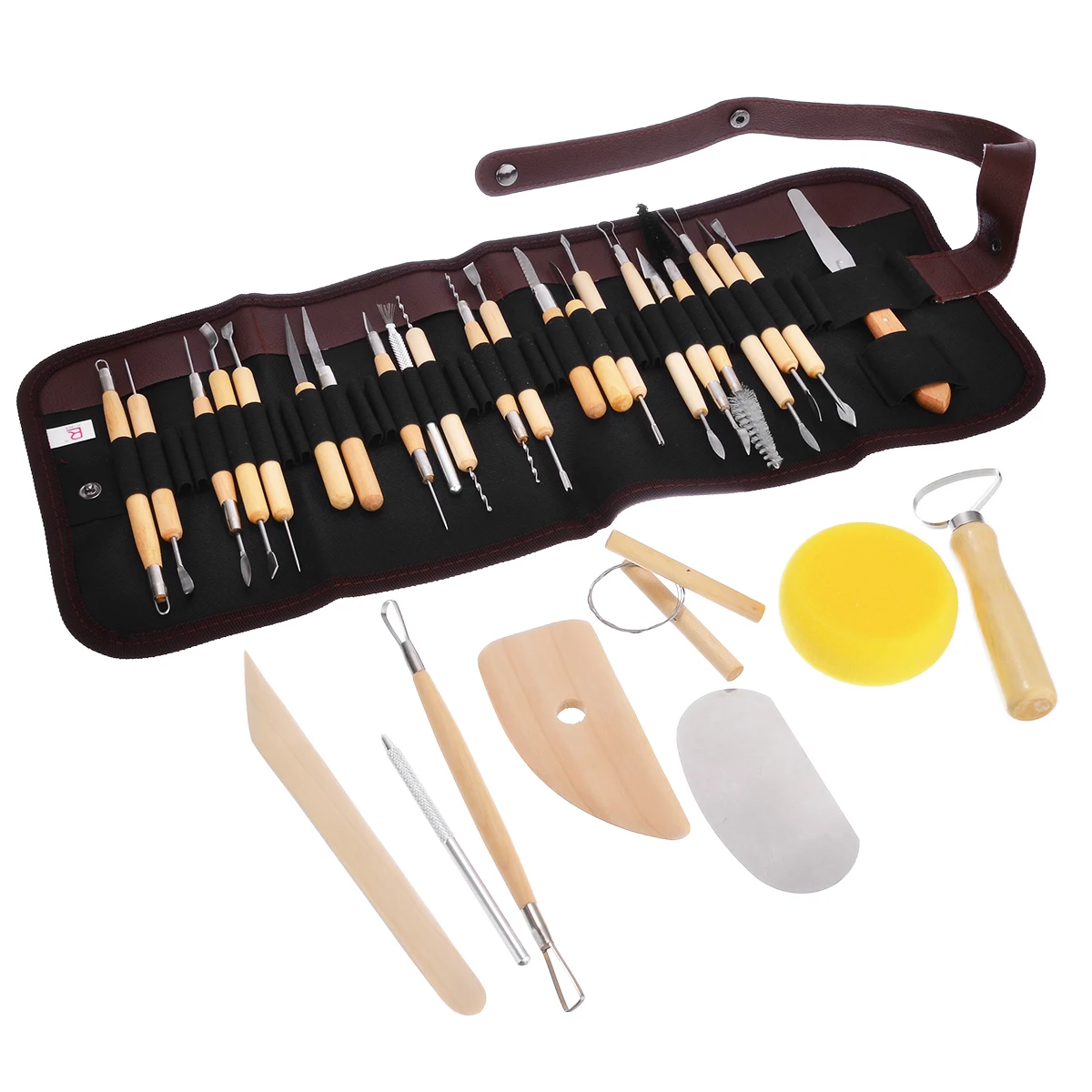 

30pcs Carving Kit Wooden Handle Pottery Clay Tool Sculpture Modeling Sculpting Ceramic Tools for DIY Craft Ornament