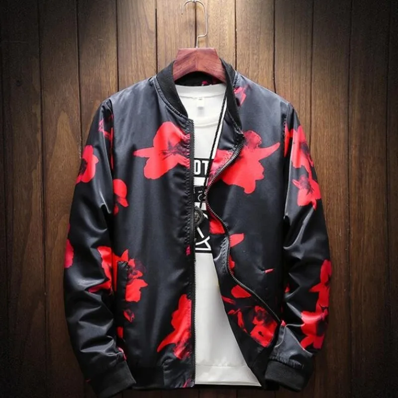 #4374 2019 Spring Stand Collar Vintage Floral Print Coat Men Plus Size 5XL Streetwear Bomber Jacket Mens Fashion #4374 2019 Spring Stand Collar Vintage Floral Print Coat Men Plus Size 5XL Streetwear Bomber Jacket Mens Fashion