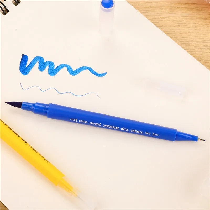 Набор фломастеров Fineliner акварельные маркеры для рисования двусторонняя кисть
