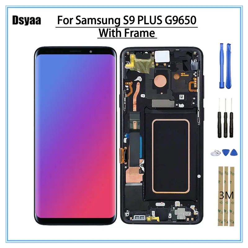 

100% Tested For Samsung S9 PLUS S9+ G9650 LCD+Touch Screen with frame Digitizer Replacement Parts 6.2 inch For Samsung S9 PLUS