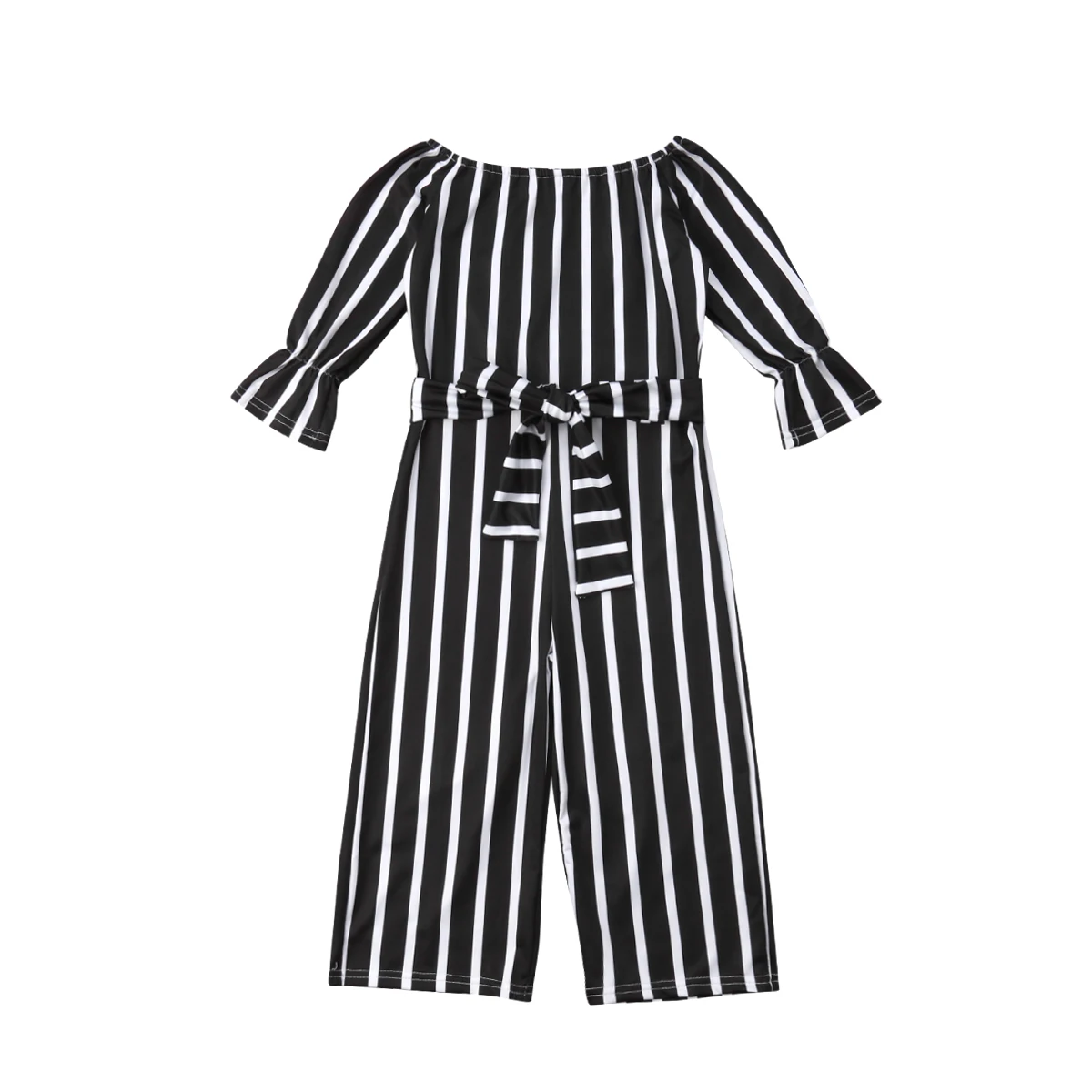 

Mother Daughter Clothes Off Shoulder Striped Print Romper Cotton Casual Women Kid Family Matching Jumpsuit Girls