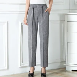 Mujeres de Mediana Edad Pantalones 2019 Primavera Verano Moda Femenina Sólido Elástico Cintura Pantalones Casuales Sueltos Pantalones Rectos Más el Tamaño 5Xl Mujeres de Mediana Edad Pantalones 2019 Primavera Verano Moda Femenina Sólido Elástico Cintura Pantalones Casuales Sueltos Pantalones Rectos Más el Tamaño 5Xl
