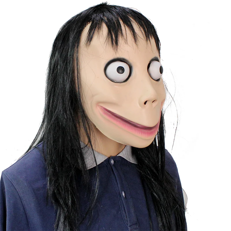 

Novelty Cosplay MOMO Hacking Challenge Whale Game Latex Masks Wig Scary Helmet Vivid Creepy Halloween Props Cool Headgear Gifts