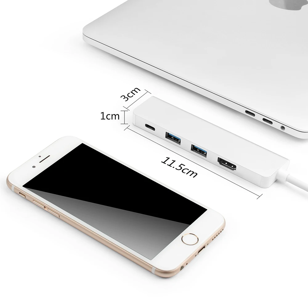 Адаптер type-C концентратор 4 в 1 2 порта USB 3,0 USB-C порт зарядки+ 4K HDMI для Macbook Pro Air/huawei/Dell порт type C