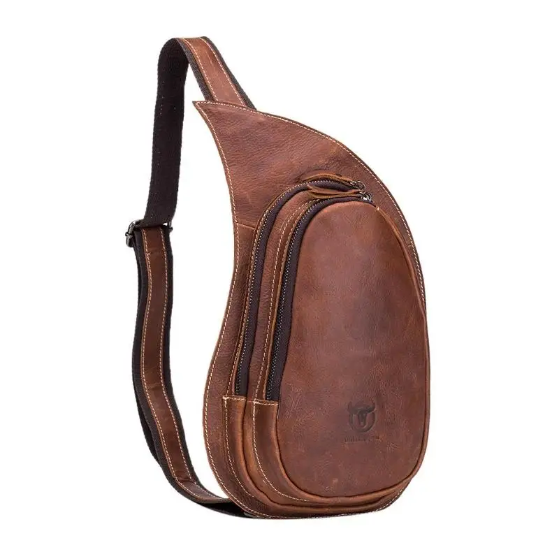 

BULLCAPTAIN High Quality Messenger Bag for Men Crazy Horse Leather Crossbody Chest Bag Fashion Man Shoulder Strap Pack Mochila