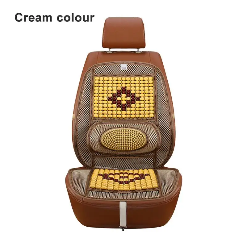 Universal Beaded Car Seat Cushion Comfortable Back massage Wooden Bead Cover Van Cream Beaded Car Seat Cover
