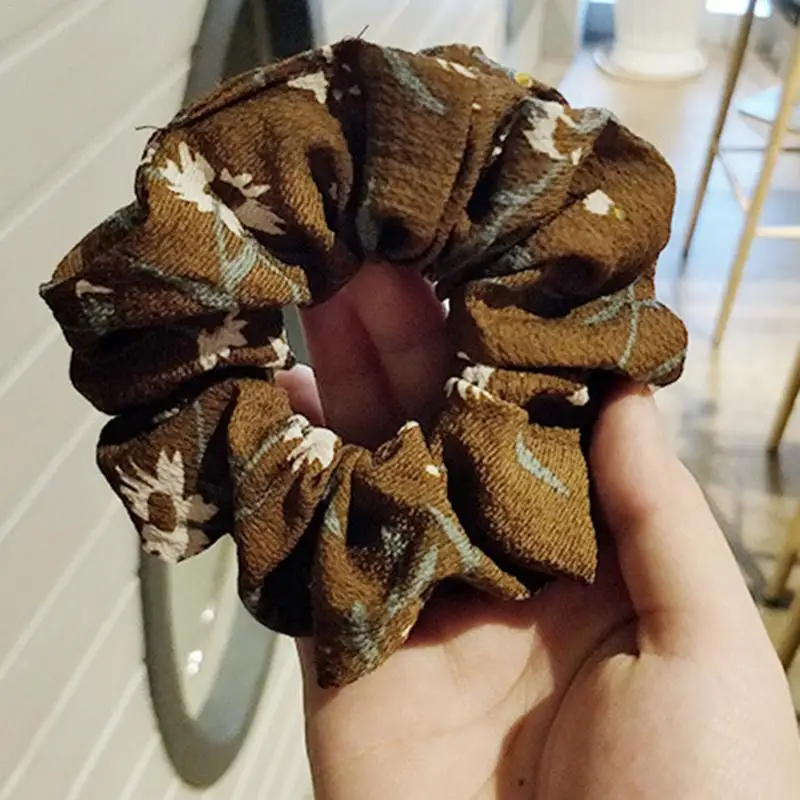 Women Hair Scrunchies Floral Daisy Solid Color Hair Ring For Women Hair Accessory Fashion Casual Colorful Ponytail Holder Rope