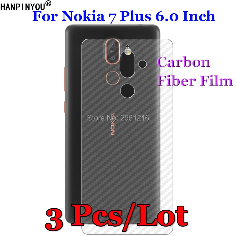 

3Pcs For Nokia 7 Plus TA-1046 TA-1055 TA-1062 6.0" 3D Non-slip Clear Carbon Fiber Back Film Screen Protector Protective Sticker