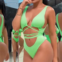 Женские слитные купальники-стринги с глубоким вырезом, купальные костюмы с подкладкой, женский купальник с низкой спинкой, монокини, 1 шт., женский купальник