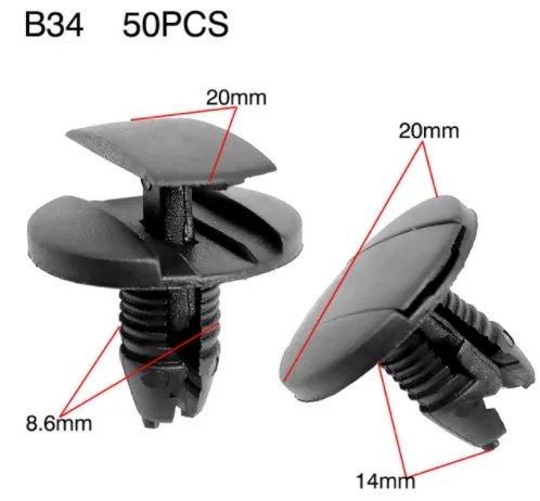 

50pcs Interior Clips Bumper Fastener Clip for Fender Fixed Clamp Push Type Rivet Retainer for Citroen/Peugeot
