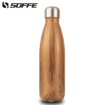 

Soffe Wooden Pattern Cola Bottle Shape Vacuum Flasks Sport Stainless Steel Thermos Bottles 500ml Bullet Bicycle Coffee Beer Mug