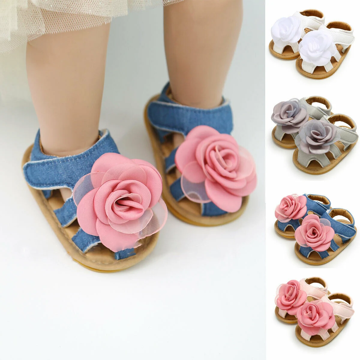 

2018 Lovely Princess Baby Infant Kid Girls Soft Sole Toddler Summer Flower Sandals Shoes For Newborn 0-18M