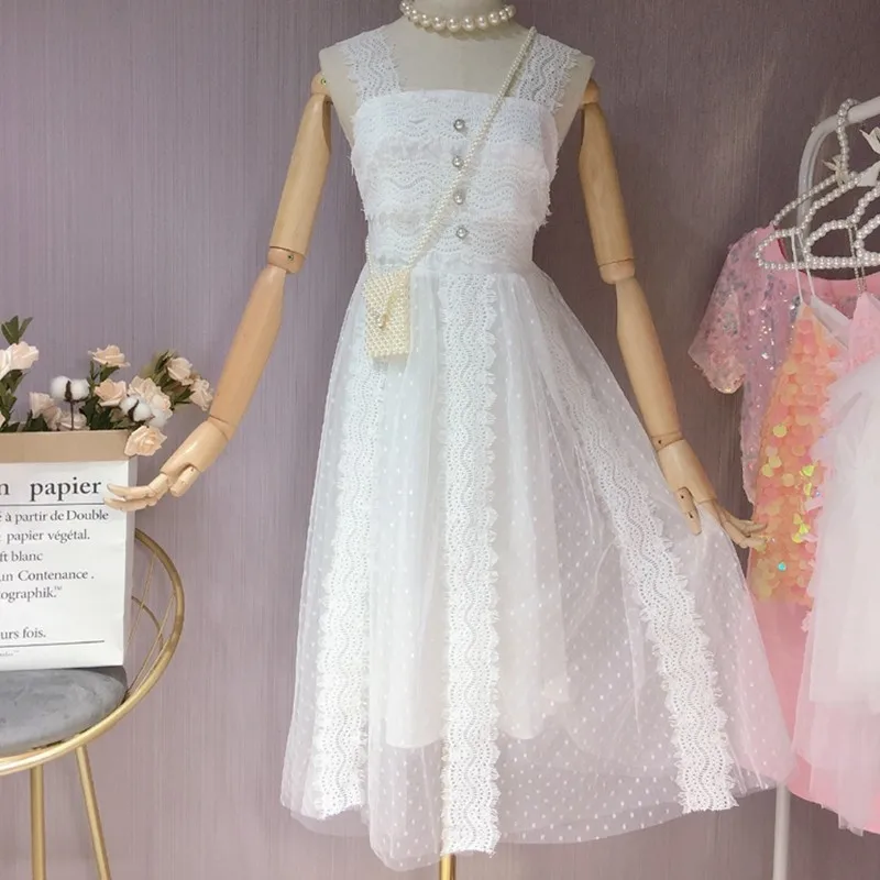 

2019 Summer White Elegant Vintage Lace Dress Spaghetti Strap Strapless Long Dress Women Bandage Sexy Party Ladies Dress Vestidos