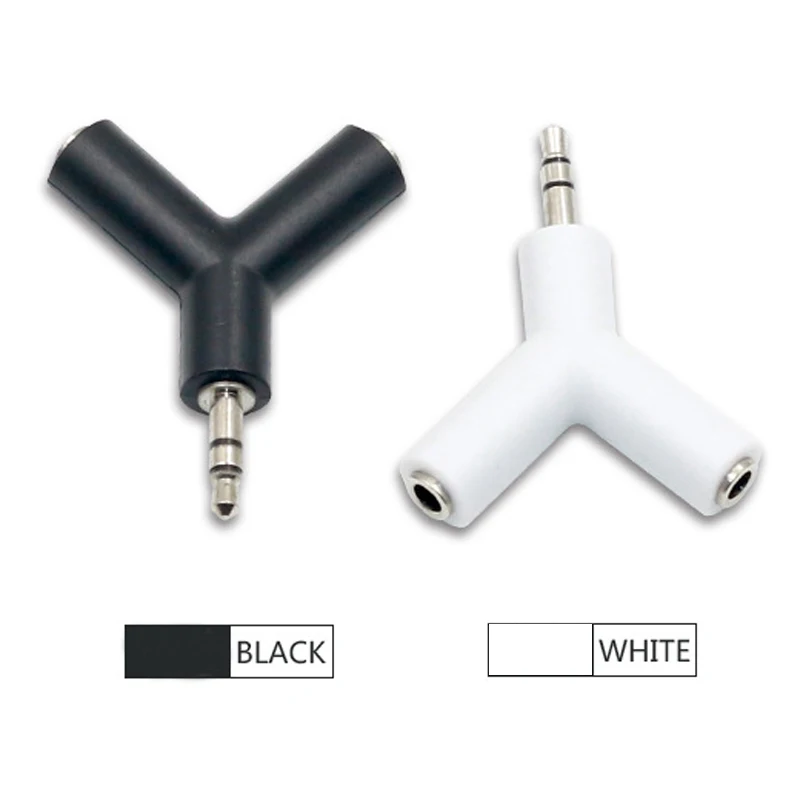 100pcs Jack 1 to 2 Double Earphone Headphone Y Splitter Cable Cord Adapter Plug For computer Mobile phone MP3 MP4 3 5mm