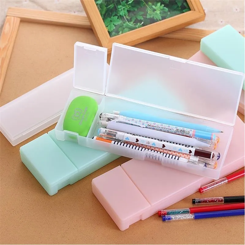 1 шт цветной пластиковый чехол для карандашей s Box Bag креативный милый прозрачный PP