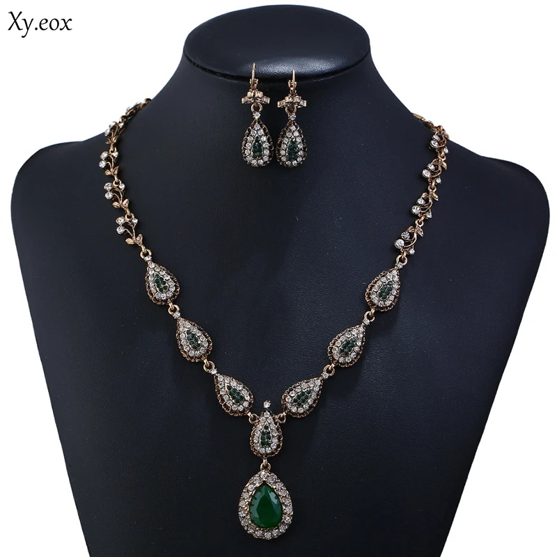 

Two suits Hot Style Retro Set Decoration Alloy Inlay Necklace Earrings Sets