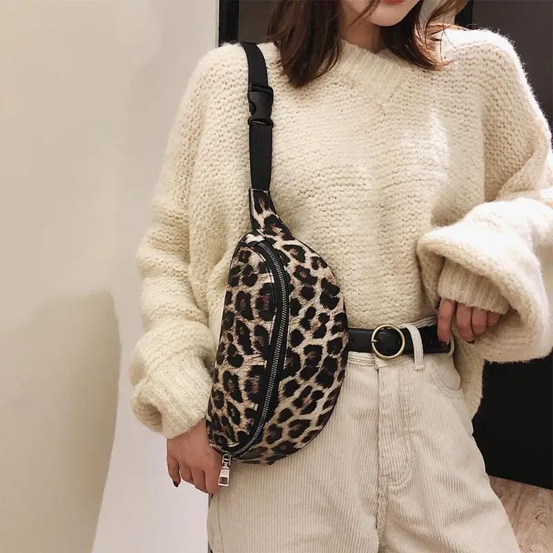 

2019 New Women Men Waist Bag Leopard Bag Fanny Pack Money Waist Pouch Travel Canvas Belt Holiday Wallet Chest Bag Unisex